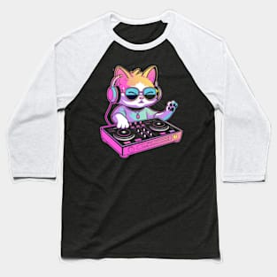 Cat DJ's Feline Frequencies Baseball T-Shirt